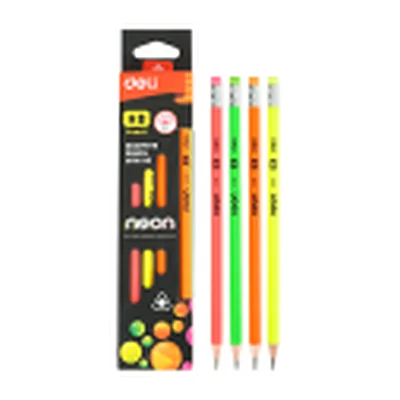 Grafitli qalam deli 51600 hb ochirgich korpus assorti karton quti (12 dona paketda)